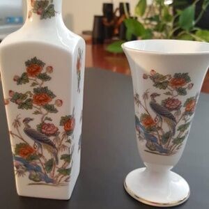 Matching vases of Kutani Crane design by Wedgewood.  Made in London.